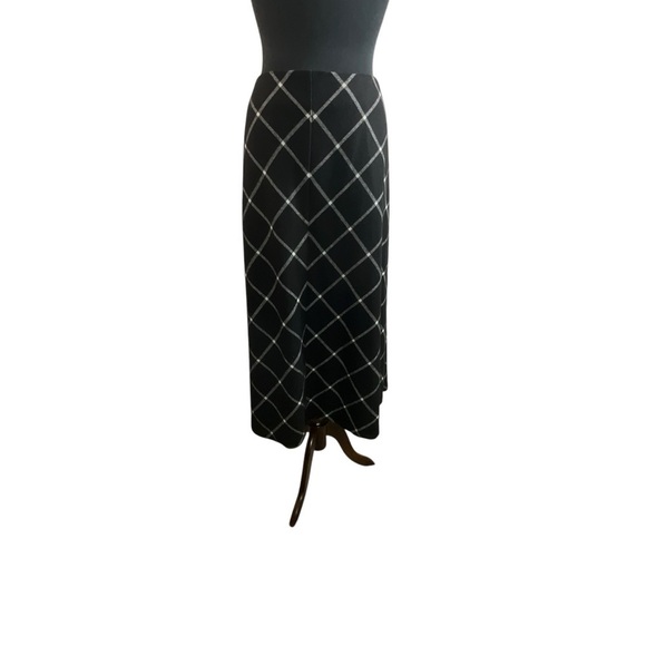 Jessica London Wool Blend Maxi Black and White Checkered Skirt - Picture 1 of 10